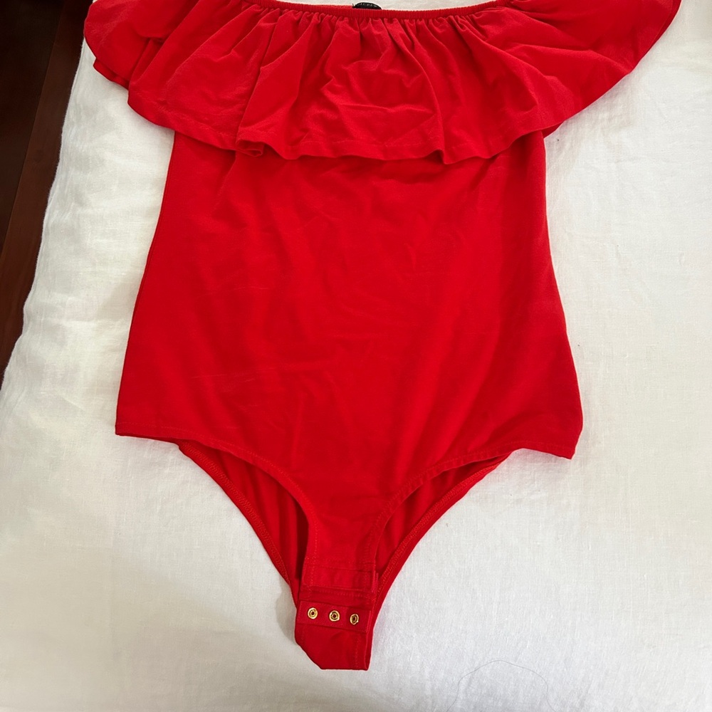 J. Crew Red Off-Shoulder Bodysuit